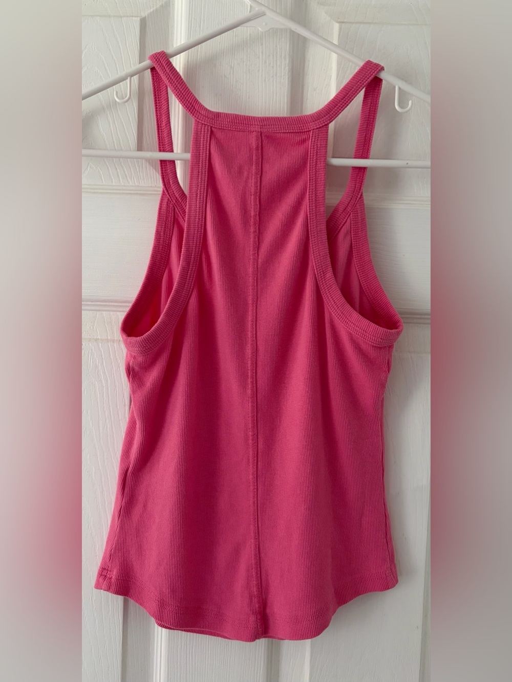 Pilcro Hot Pink Ribbed Tank Top with Button Placket - Picture 4 of 4